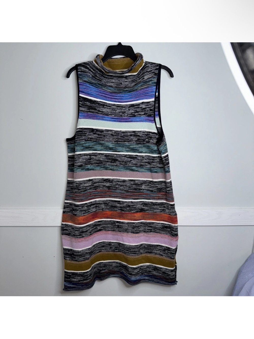 Anthropologie Space Dyed Sleeveless Sweater Size XL Roll Neck Tunic Lagenlook